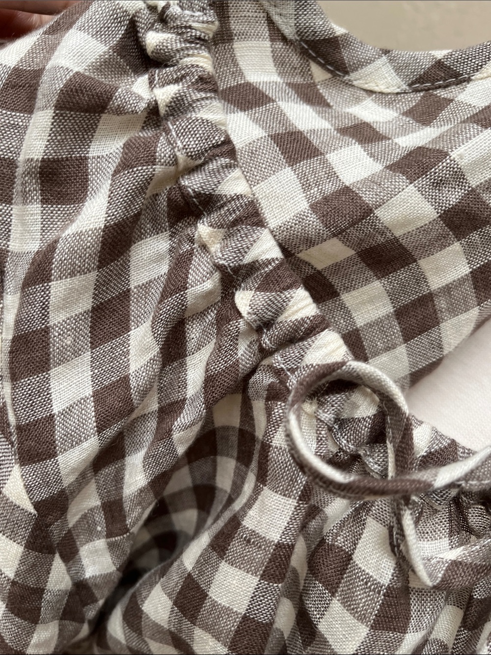 notPERFECTLINEN Mari Puff Sleeve Dress, Lightweight Chocolate Gingham, M, NWOT - Picture 13 of 14